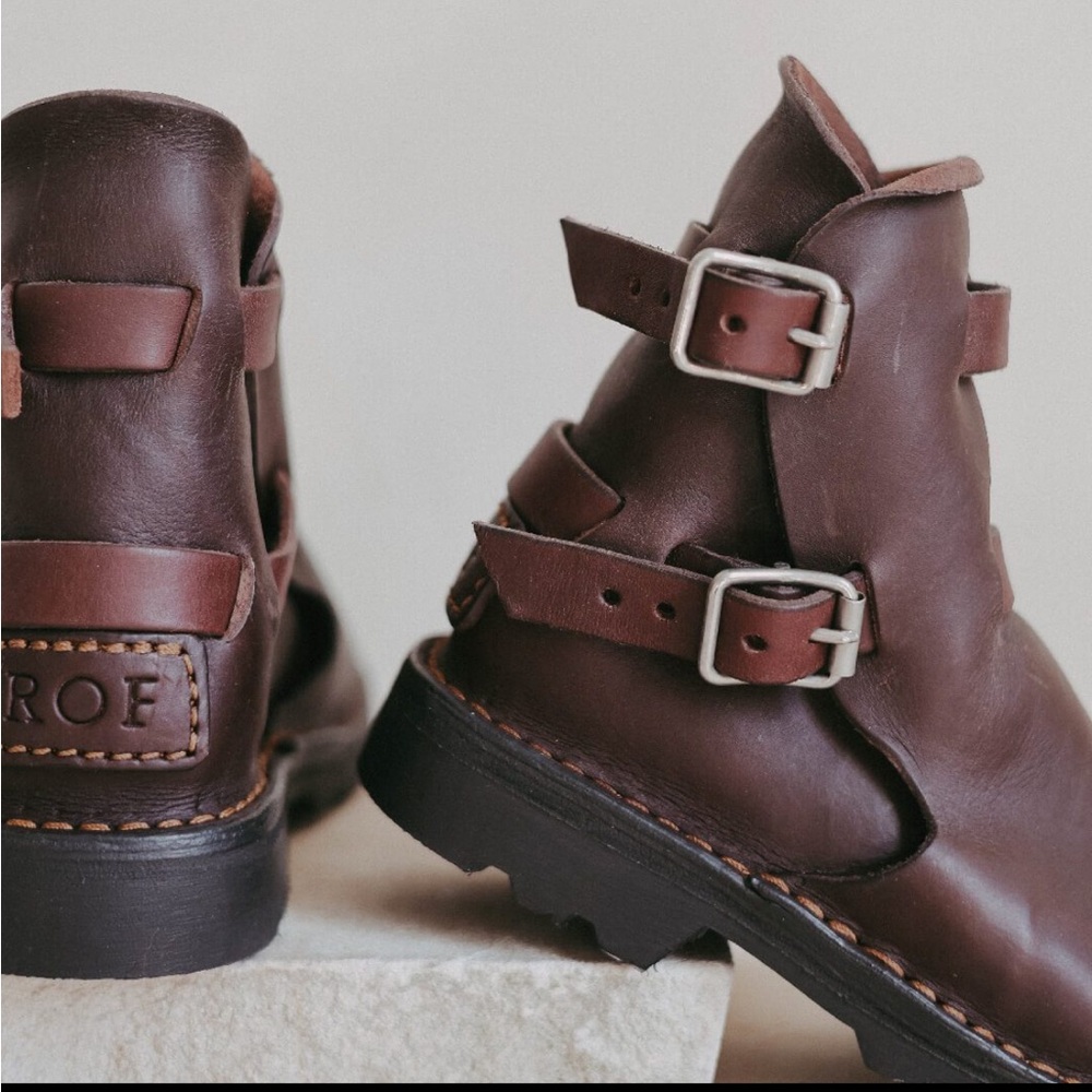 Brown Leather Combat Boots